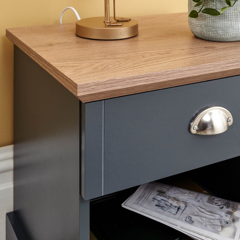 GFW Kendal Bedside Table Blue 1 Shelf 1 Drawer