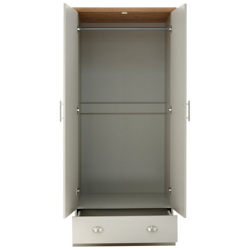 GFW Kendal Tall Wardrobe Grey 2 Doors 1 Drawer