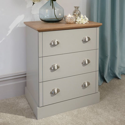 GFW Kendal Chest of Drawers Grey 3 Drawers