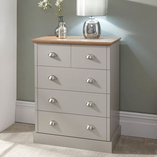 GFW Kendal Chest of Drawers Grey 5 Drawers