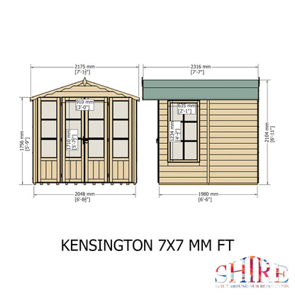 Shire Kensington 7' x 7' 8" Apex Summerhouse - Premium Dip Treated Shiplap