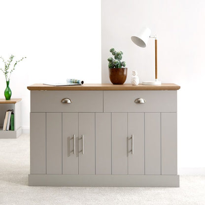 GFW Kendal Large Sideboard Grey 3 Doors 4 Shelves 2 Drawers