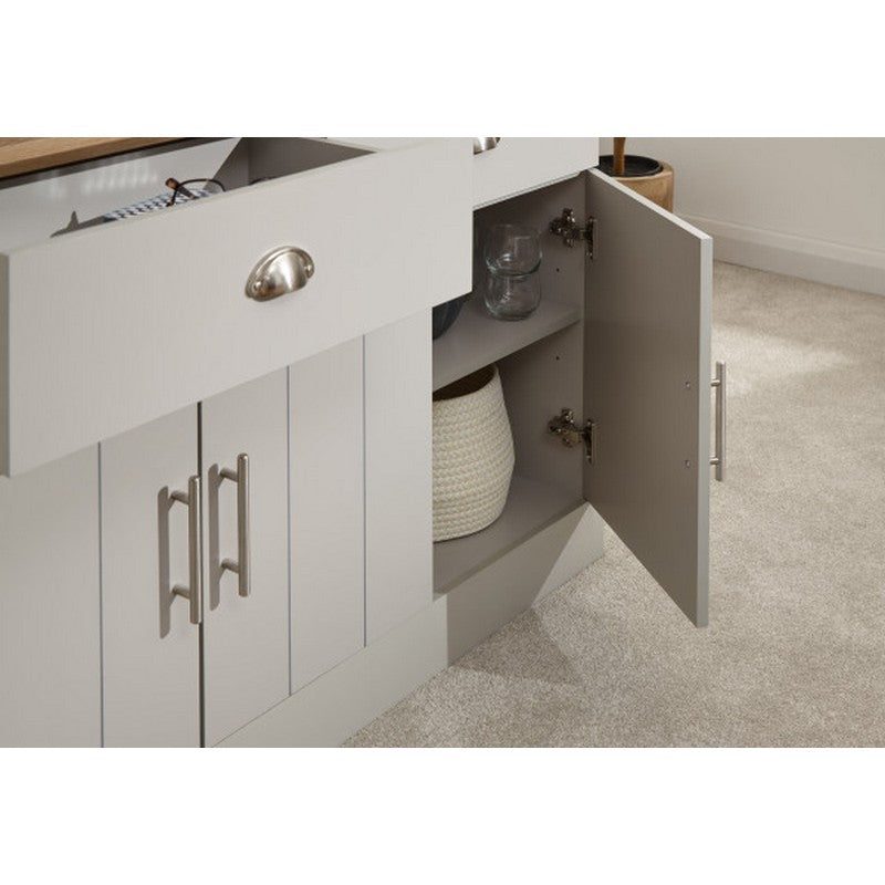 GFW Kendal Large Sideboard Grey 3 Doors 4 Shelves 2 Drawers