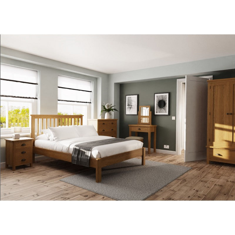 Rutland Tall Wardrobe Oak Natural 2 Doors 1 Drawer