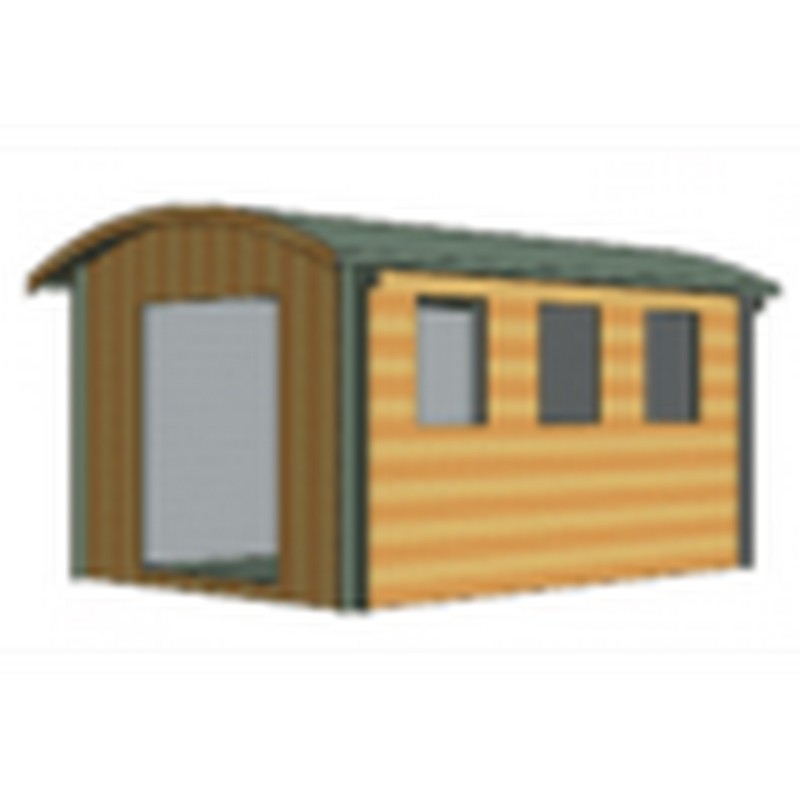 Shire Shire Kilburn 9' 9" x 11' 9" Curved Log Cabin - Premium 34mm Cladding Tongue & Groove