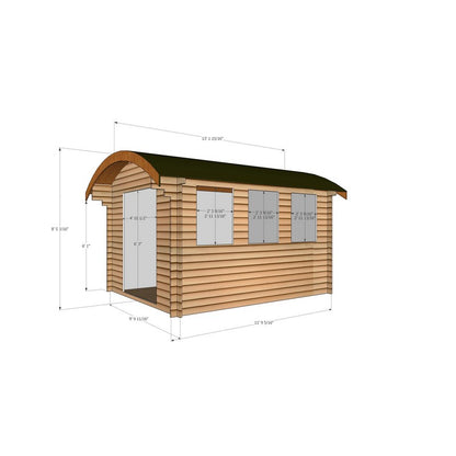 Shire Shire Kilburn 9' 9" x 11' 9" Curved Log Cabin - Premium 34mm Cladding Tongue & Groove