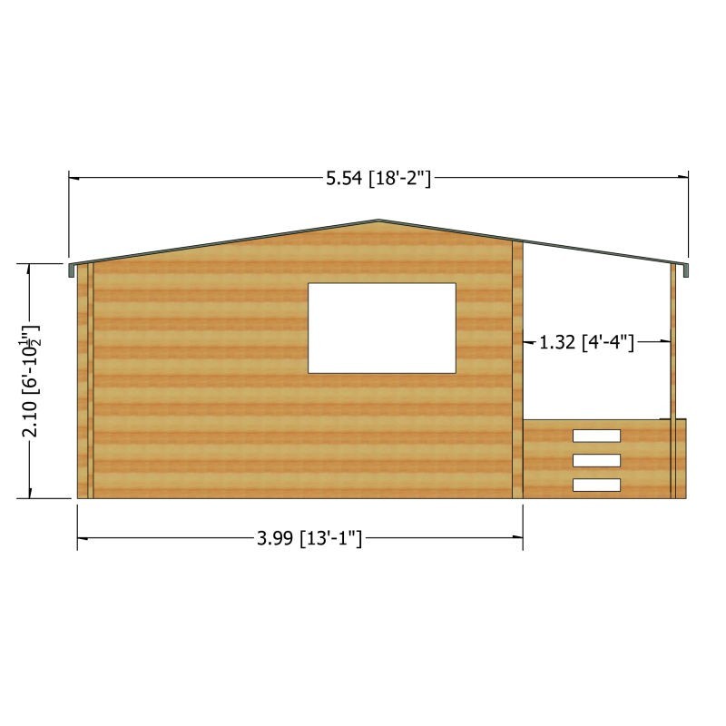 Shire Shire Kingswood 17' 8" x 19' 4" Reverse Apex Log Cabin - Premium 70mm Cladding Tongue & Groove