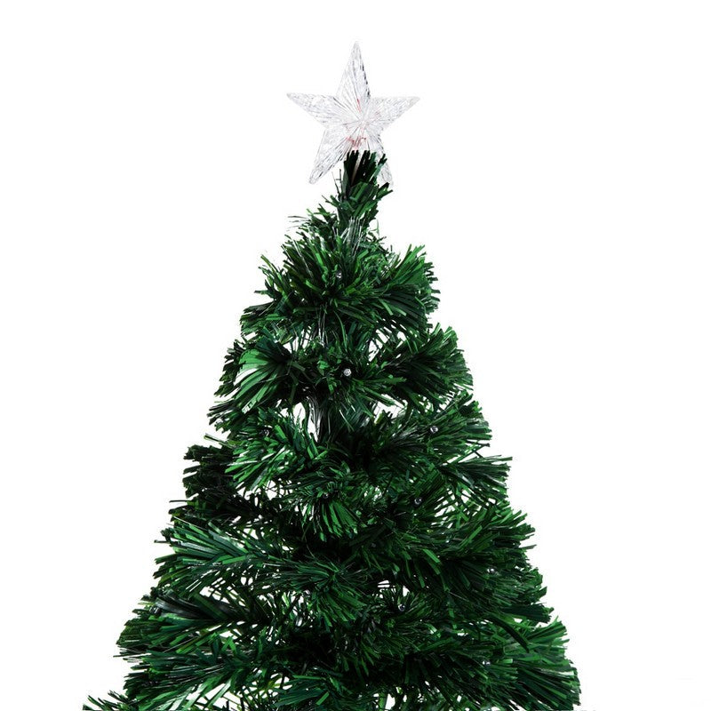 5 Foot Prelit Artificial Christmas Tree with Multi-Coloured Fibre Optic LED Light