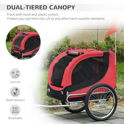 PawHut Folding Bicycle Pet Trailer W/Removable Cover-Red