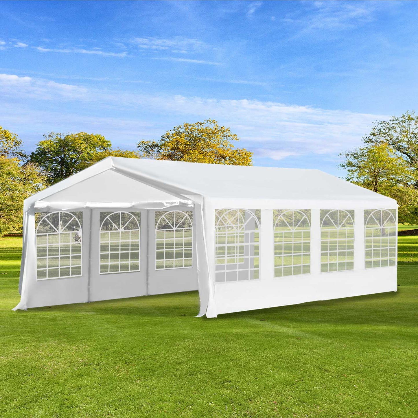 8m x 4m Garden Gazebo Marquee Party Tent Wedding Portable Garage Carport Event shelter Car Canopy Outdoor Heavy Duty Steel Frame Waterproof Rot Resistant