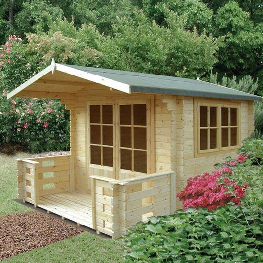 Shire Shire Kesteven 7' 10" x 7' 10" Apex Log Cabin - Premium 34mm Cladding Tongue & Groove