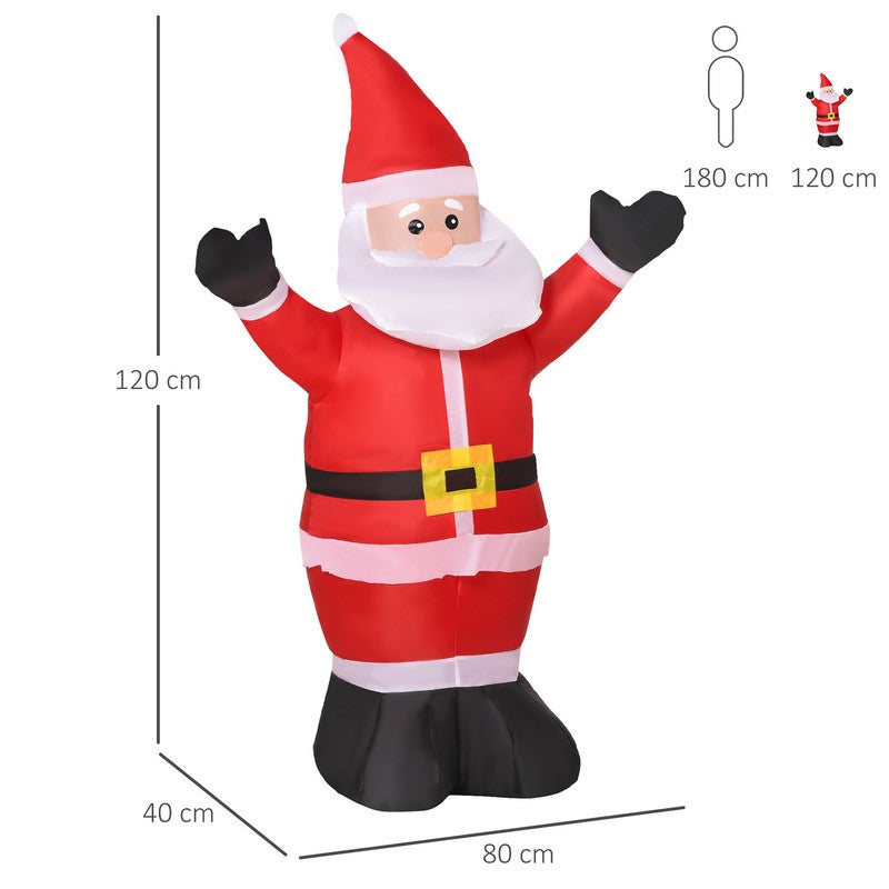 4 Foot Inflatable Christmas Santa Claus Xmas Decoration 3 LED Holiday Air Blown Yard Outdoor Décor-Red