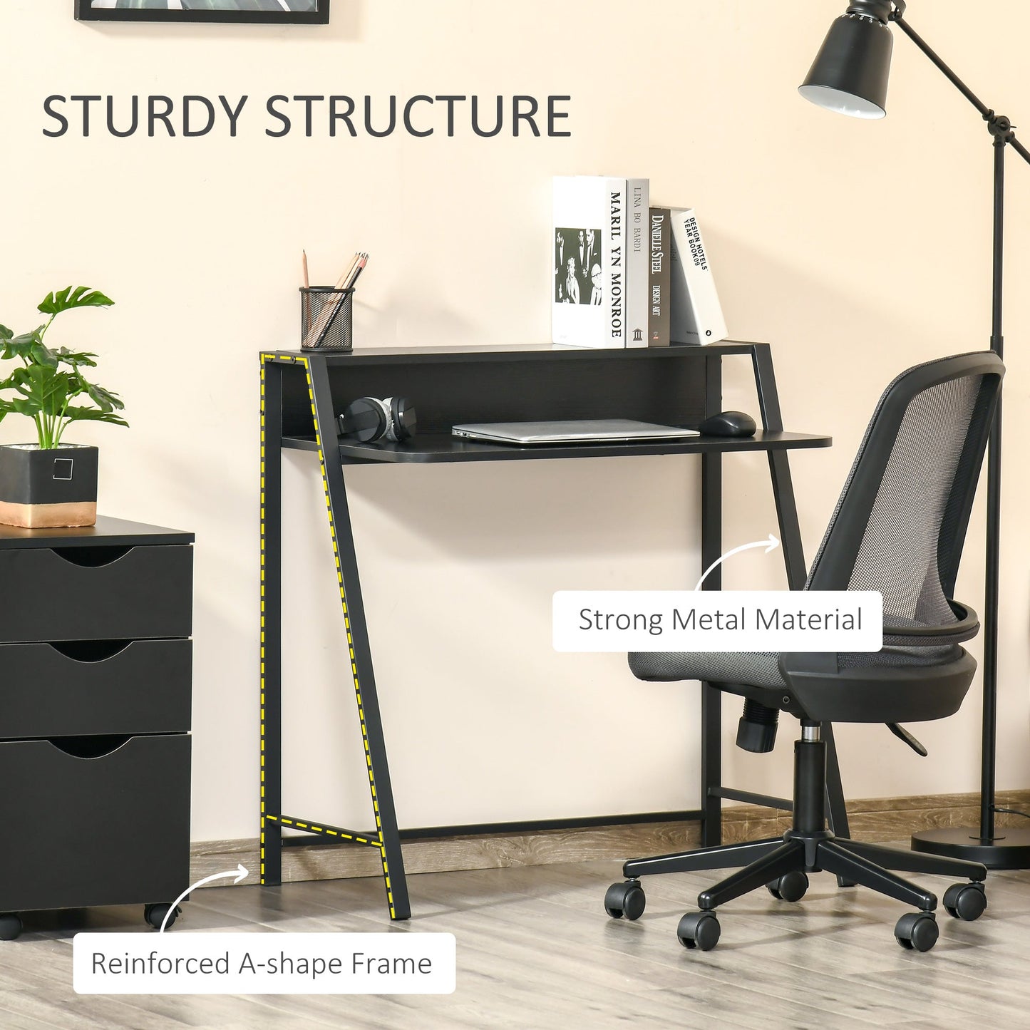 Writing Desk Computer Table Home Office PC Laptop Workstation Storage Shelf Black