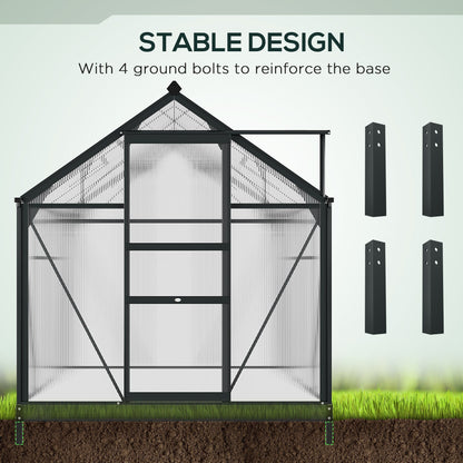 Outsunny Clear Polycarbonate Greenhouse Large Walk-In Green House Garden Plants Grow Galvanized Base Aluminium Frame With Slide Door