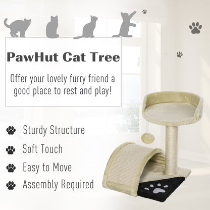 PawHut 36Lx36Wx44H cm Cat Tree Scratching Post-Beige