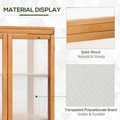 3-tier Wood Greenhouse Garden Polycarbonate Cold Frame Grow House w/ Storage Shelf for Plants