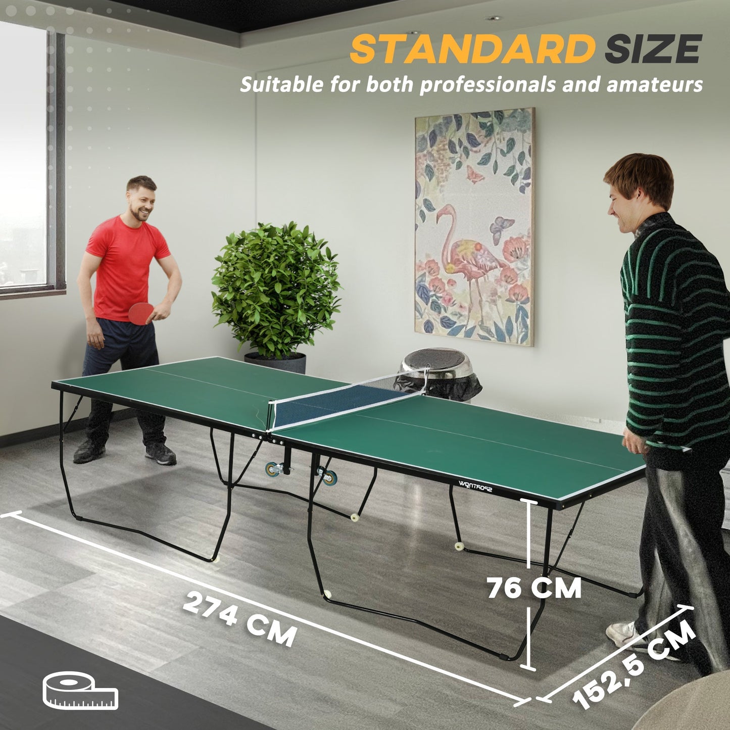 Folding 2.7 x 1.5M Table Tennis Set Green & Black by Sportnow