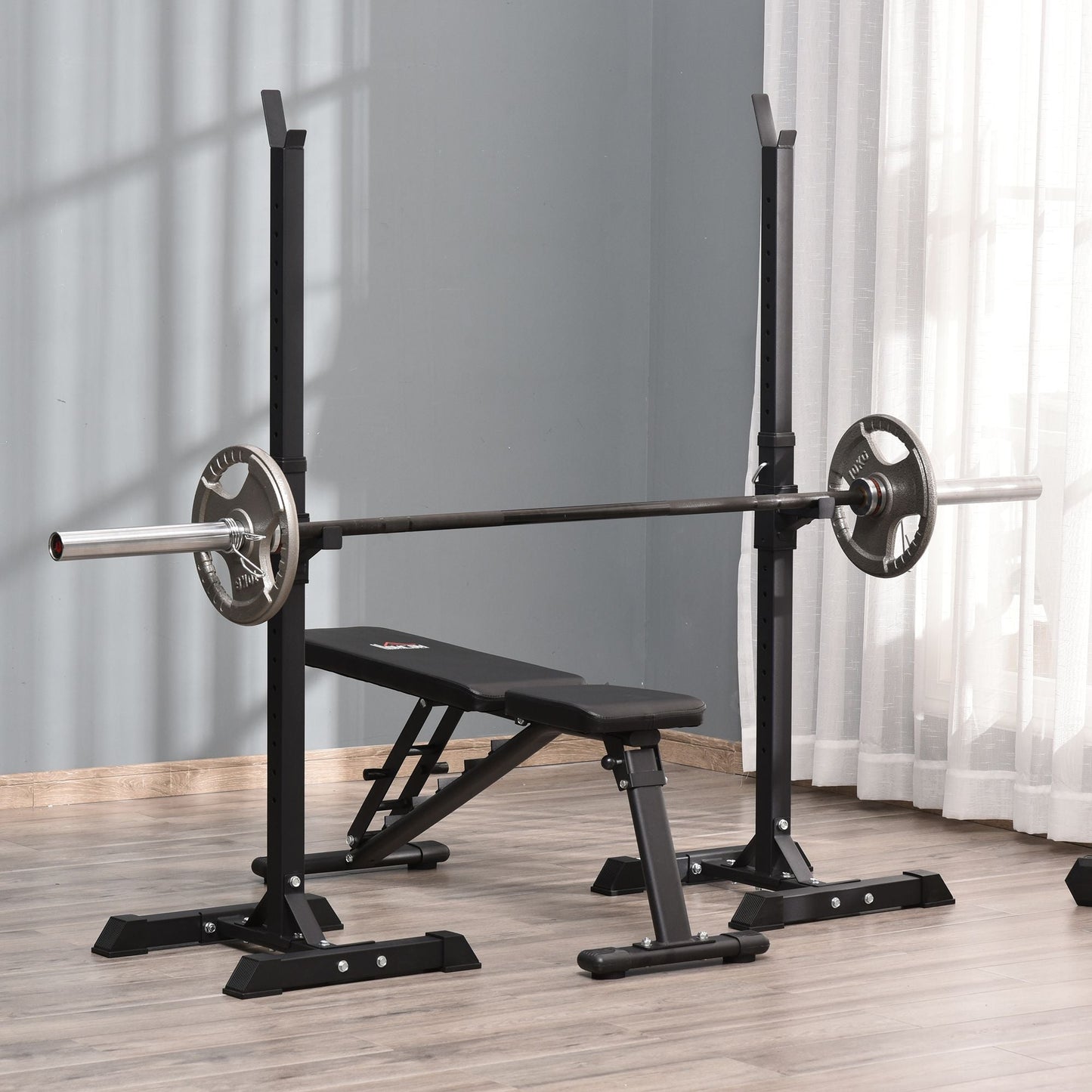 Heavy Duty Weights Bar Barbell Squat Stand Barbell Rack Spotter GYM Fitness Power Rack Holder Bench New