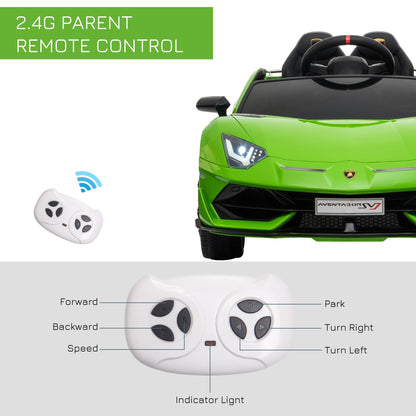 Lamborghini SVJ 12V Kids Electric Ride On Car Sport Racing Toy RC for 3-8 Yrs