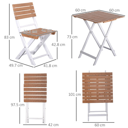 Outsunny 3 Piece Patio Bistro Set Folding Outdoor Chairs And Table Set Pine Wood Frame For Poolside Garden Natural