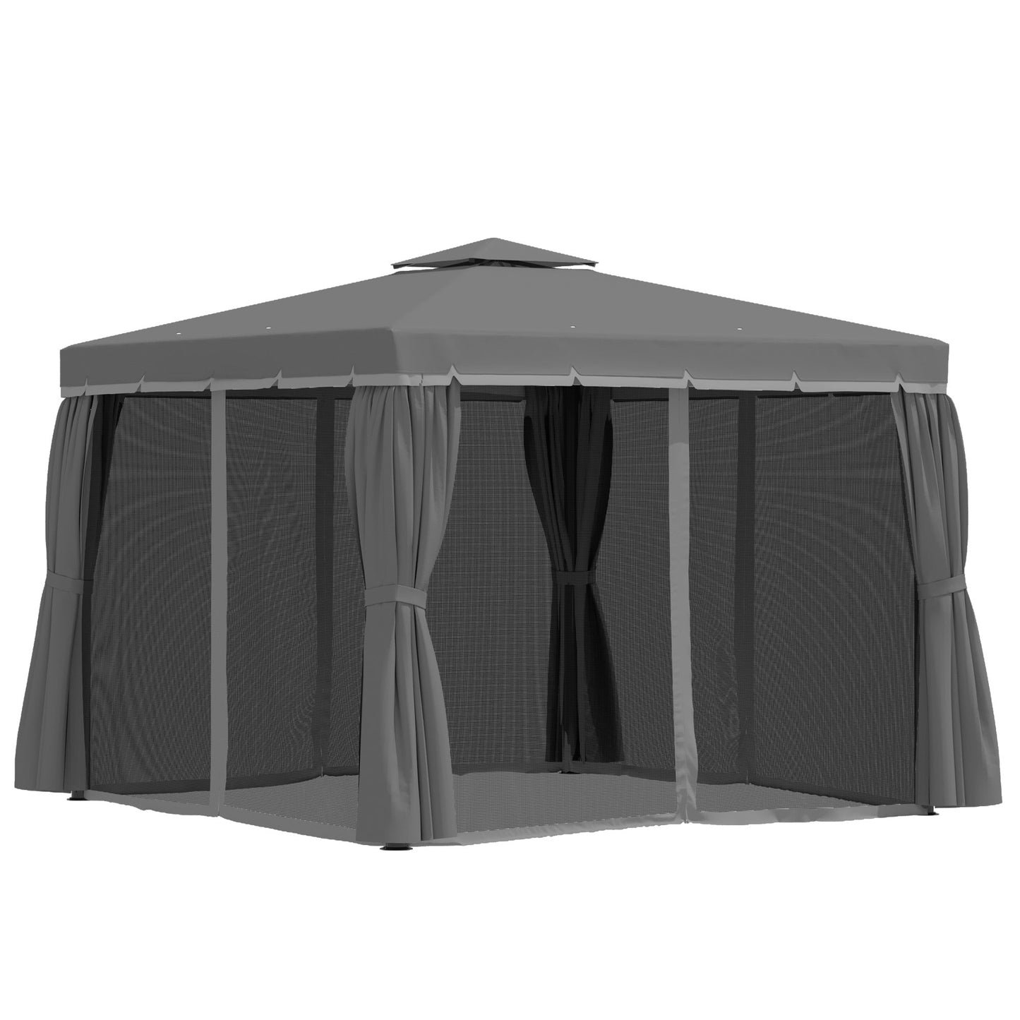 Outsunny 3 x 3M Patio Gazebo Canopy Garden Pavilion Tent Shelter Marquee with 2 Tier Water Repellent Roof