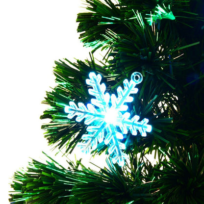 Homcom 4 Foot Green Fibre Optic Artificial Christmas Tree Xmas Colourful LED Scattered Tree with Snowflakes Ornaments Fireproofing