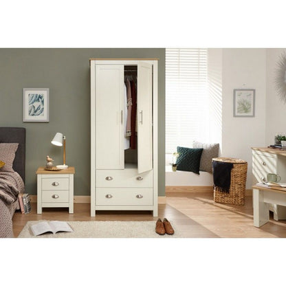 GFW Lancaster Tall Wardrobe Cream 2 Doors 2 Drawers