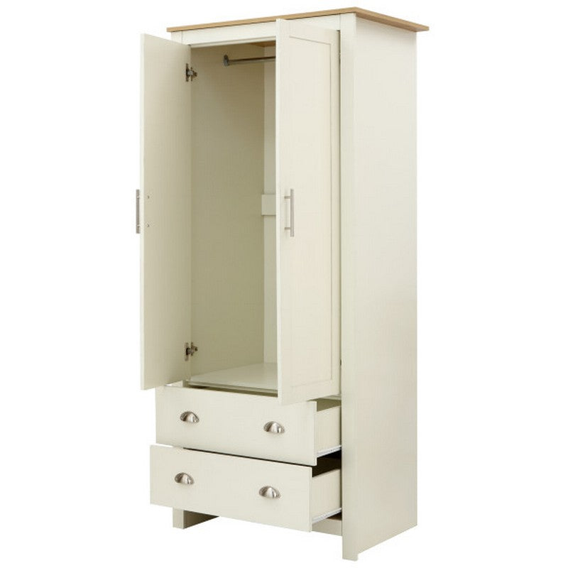 GFW Lancaster Tall Wardrobe Cream 2 Doors 2 Drawers