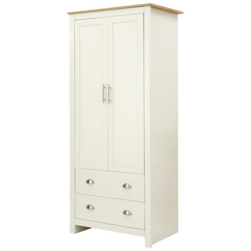 GFW Lancaster Tall Wardrobe Cream 2 Doors 2 Drawers