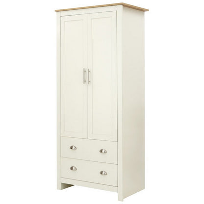 GFW Lancaster Tall Wardrobe Cream 2 Doors 2 Drawers