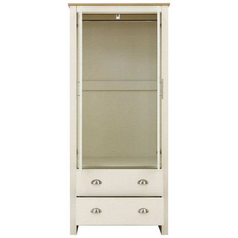 GFW Lancaster Tall Wardrobe Cream 2 Doors 2 Drawers