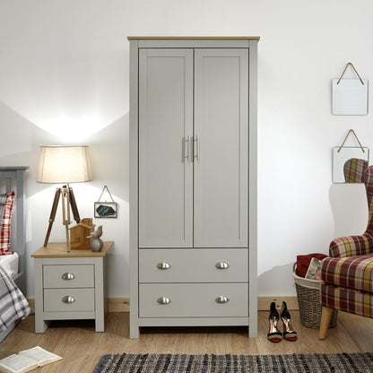 GFW Lancaster Tall Wardrobe Grey 2 Doors 2 Drawers