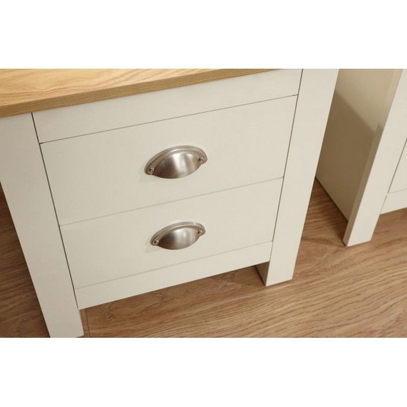 GFW Lancaster Bedside Table Cream 2 Drawers