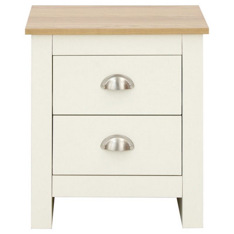 GFW Lancaster Bedside Table Cream 2 Drawers