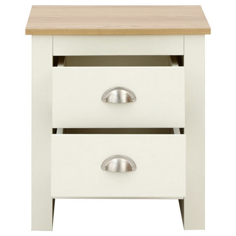 GFW Lancaster Bedside Table Cream 2 Drawers