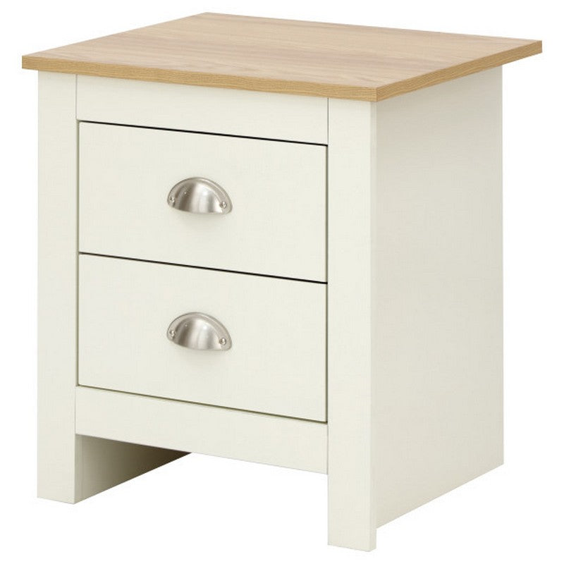 GFW Lancaster Bedside Table Cream 2 Drawers