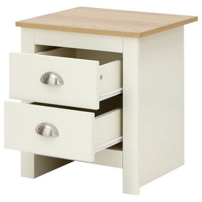 GFW Lancaster Bedside Table Cream 2 Drawers