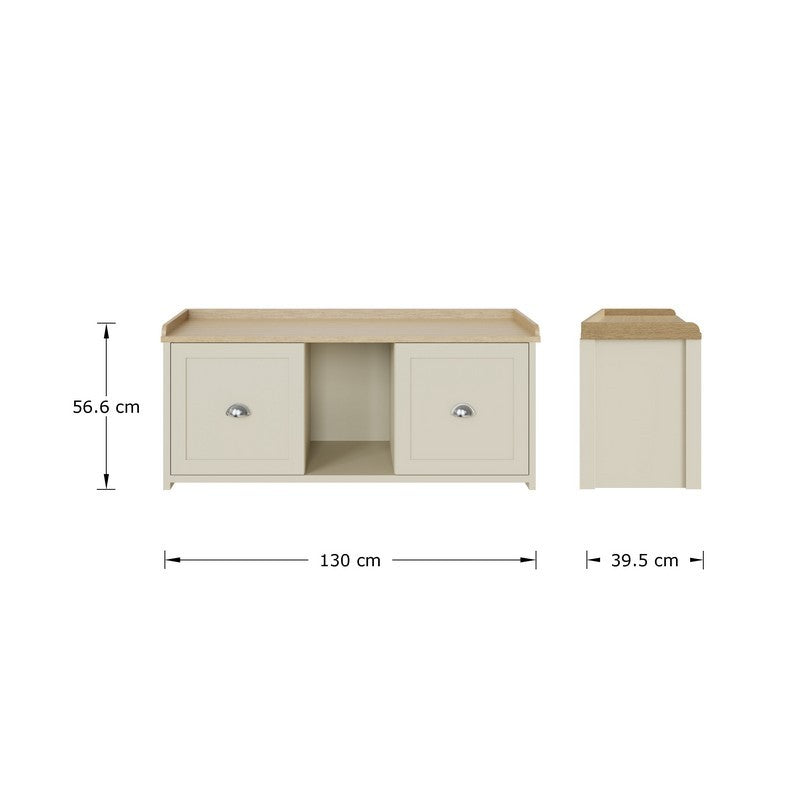 Lancaster Hall Bench Cream 2 Shelves