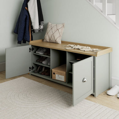 Lancaster Hall Bench Grey 2 Shelves