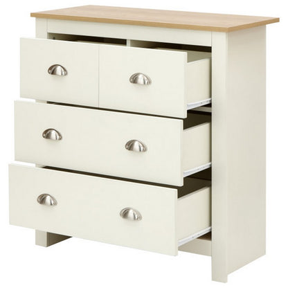 GFW Lancaster Chest of Drawers Cream 4 Drawers