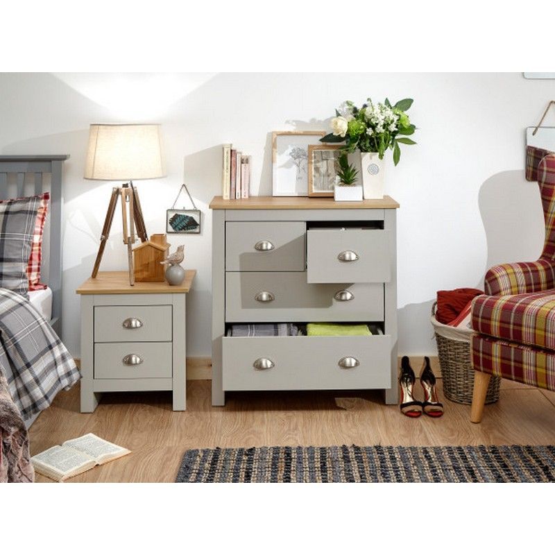 GFW Lancaster Chest of Drawers Grey 4 Drawers