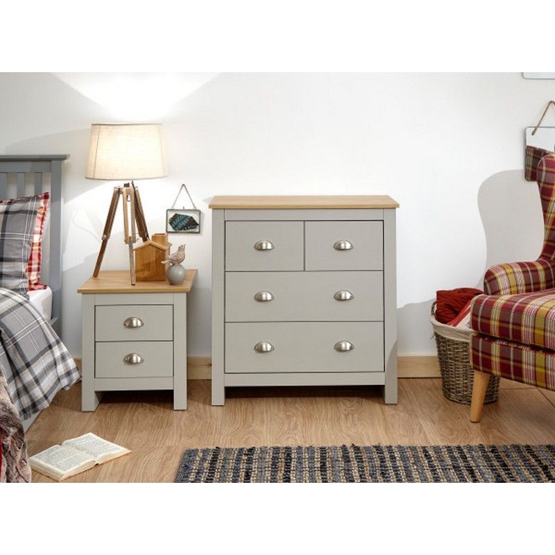 GFW Lancaster Chest of Drawers Grey 4 Drawers