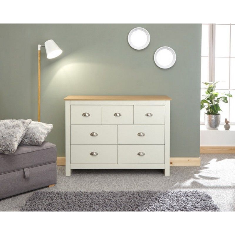 GFW Lancaster Large Chest of Drawers Cream 7 Drawers