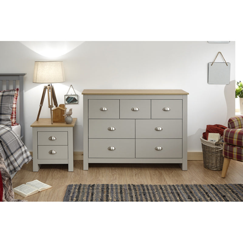 GFW Lancaster Large Chest of Drawers Grey 7 Drawers