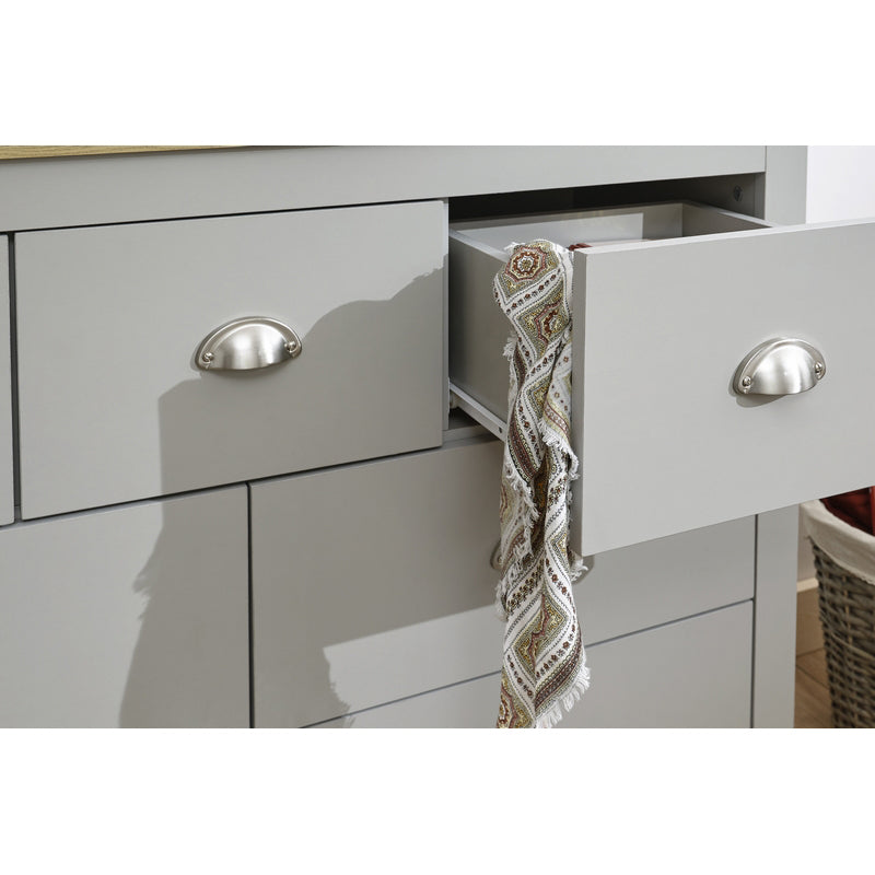 GFW Lancaster Large Chest of Drawers Grey 7 Drawers