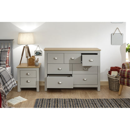 GFW Lancaster Large Chest of Drawers Grey 7 Drawers