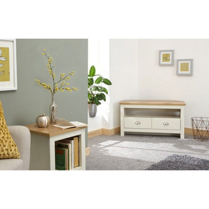 GFW Lancaster Corner TV unit Cream 1 Shelf 2 Drawers