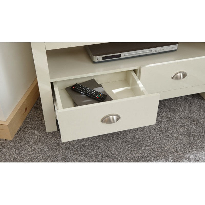 GFW Lancaster Corner TV unit Cream 1 Shelf 2 Drawers