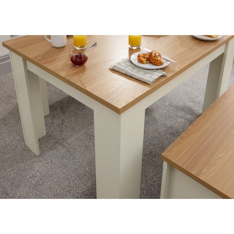 GFW Lancaster 3 Piece Dining Set Cream Table - with 2 Benches