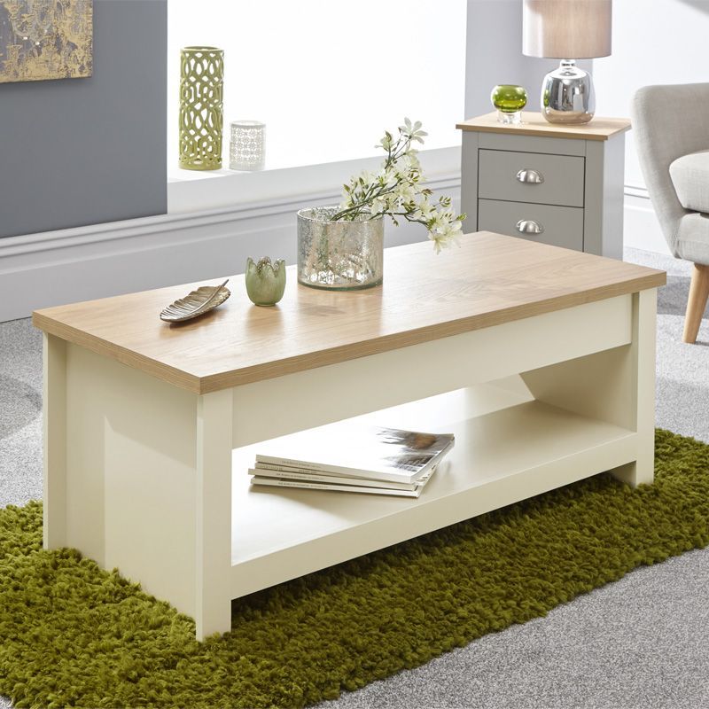 GFW Lancaster Extending Coffee Table Cream 1 Shelf 105cm